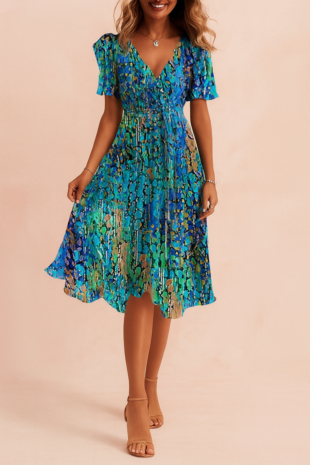 Elegant Blue Midi Dress for Women - Timeless Style for Any Occasion