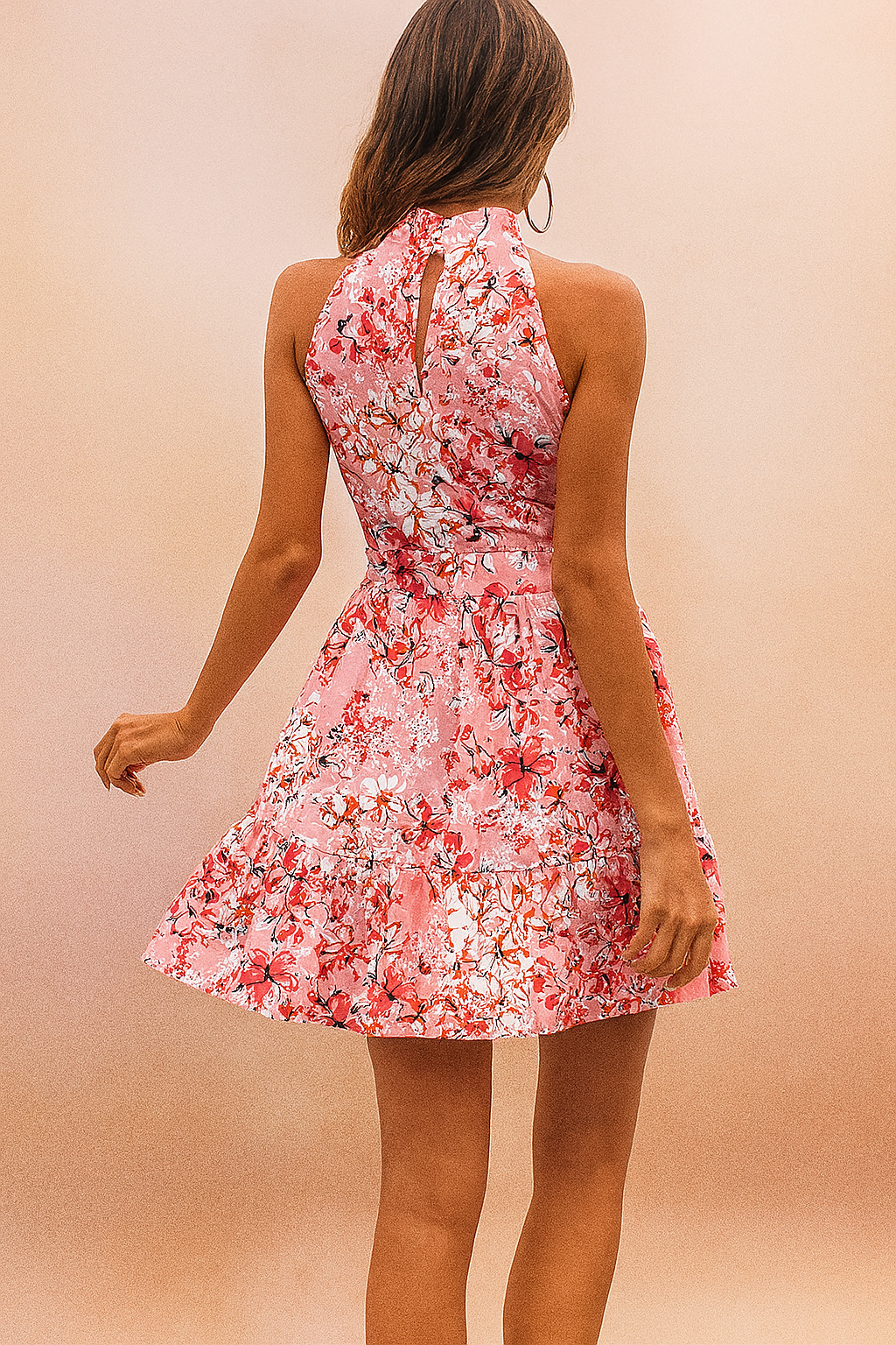 Elegant Floral Summer Dress for Women - Chic A-Line Design with American Neckline, Perfect for Beach and Casual Outings