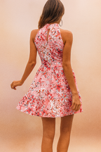 Elegant Floral Summer Dress for Women - Chic A-Line Design with American Neckline, Perfect for Beach and Casual Outings