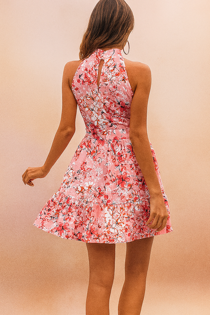 Elegant Floral Summer Dress for Women - Chic A-Line Design with American Neckline, Perfect for Beach and Casual Outings