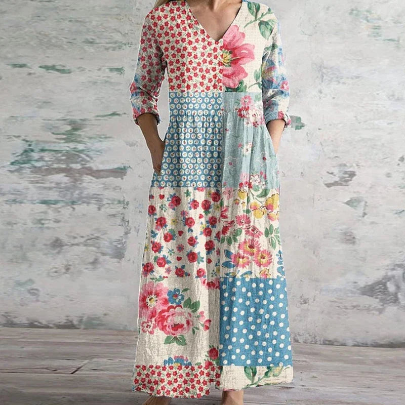 Elegant Retro Maxi Dress for Women - Vintage-Inspired Summer Style