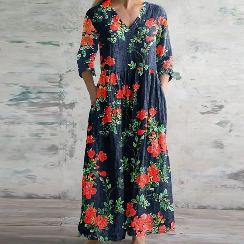 Elegant Retro Maxi Dress for Women - Vintage-Inspired Summer Style