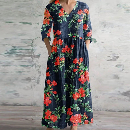 Elegant Retro Maxi Dress for Women - Vintage-Inspired Summer Style