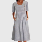 Elegant Striped Midi Dress for Women - Perfect for Summer Outings