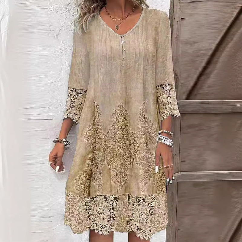 Floral Midi Dress for Women - Elegant Summer Style
