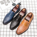 Men's Brown Loafers - Handcrafted Woven Leather Footwear for Comfort and Style