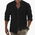 Men's Casual Long Sleeve Summer Shirt with Stand-Up Collar - Lightweight & Breathable Summer Fashion