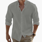 Men's Casual Long Sleeve Summer Shirt with Stand-Up Collar - Lightweight & Breathable Summer Fashion