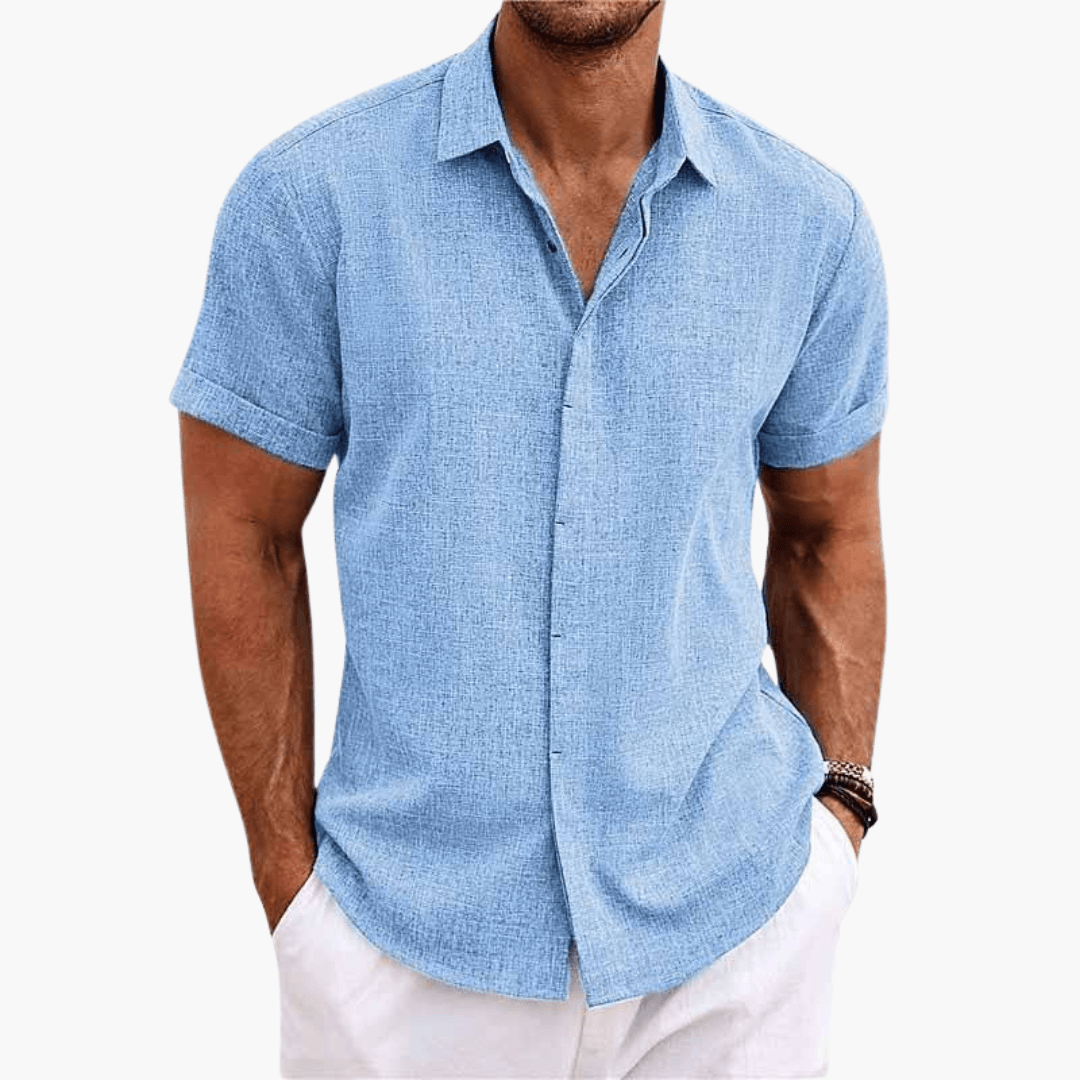 Men's Casual Short Sleeve Summer Shirt - Lightweight Breathable Style for Beach, Lunch, and Outings