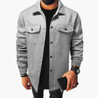 Men's Classic Button-Up Shirt Jacket with Pockets - Stylish and Versatile Layering Piece