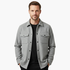 Men's Classic Button-Up Shirt Jacket with Pockets - Stylish and Versatile Layering Piece