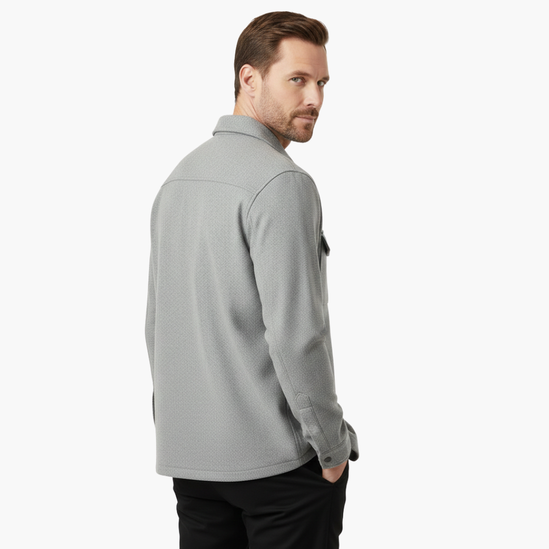 Men's Classic Button-Up Shirt Jacket with Pockets - Stylish and Versatile Layering Piece