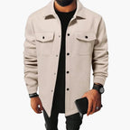 Men's Classic Button-Up Shirt Jacket with Pockets - Stylish and Versatile Layering Piece