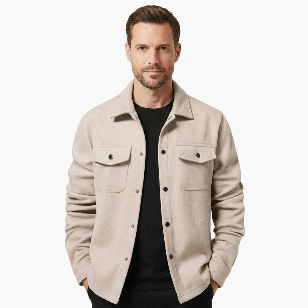 Men's Classic Button-Up Shirt Jacket with Pockets - Stylish and Versatile Layering Piece