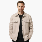 Men's Classic Button-Up Shirt Jacket with Pockets - Stylish and Versatile Layering Piece
