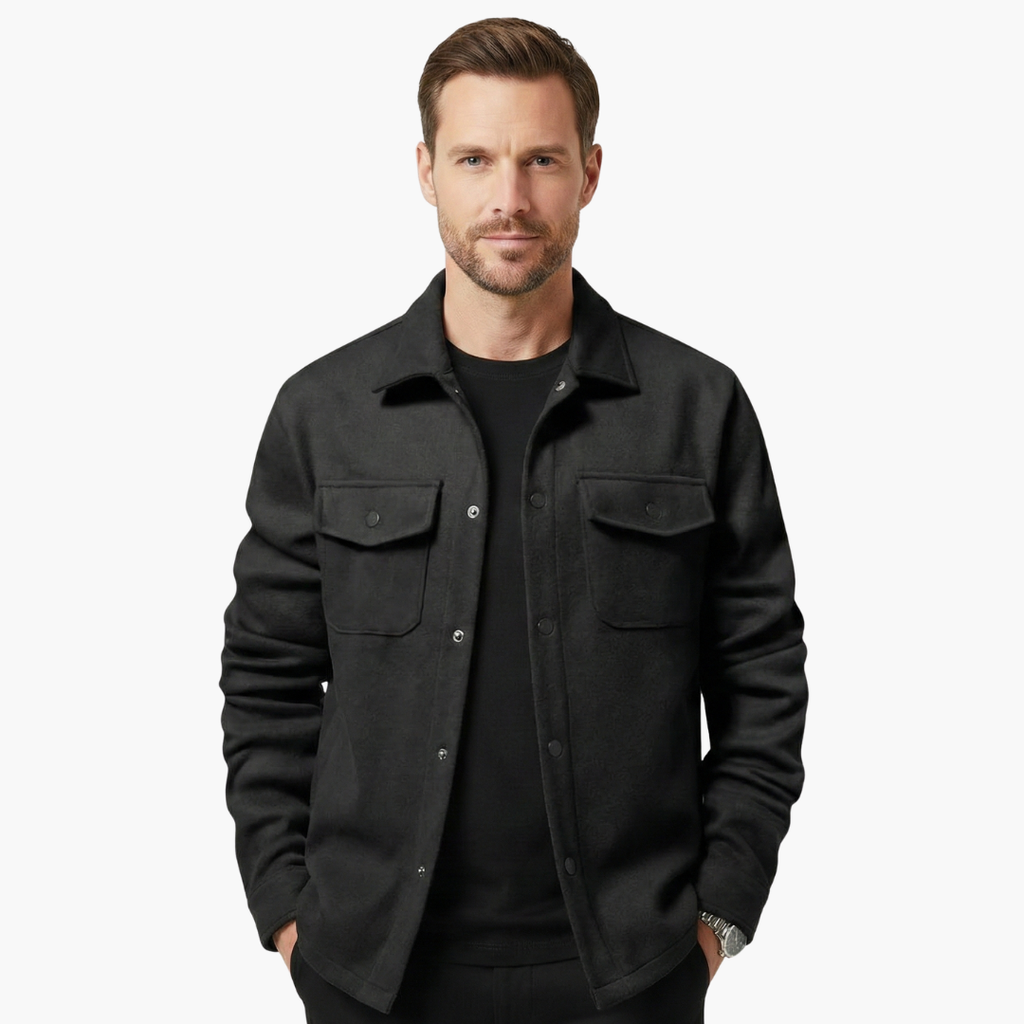 Men's Classic Button-Up Shirt Jacket with Pockets - Stylish and Versatile Layering Piece