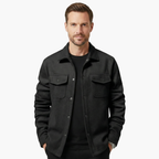 Men's Classic Button-Up Shirt Jacket with Pockets - Stylish and Versatile Layering Piece