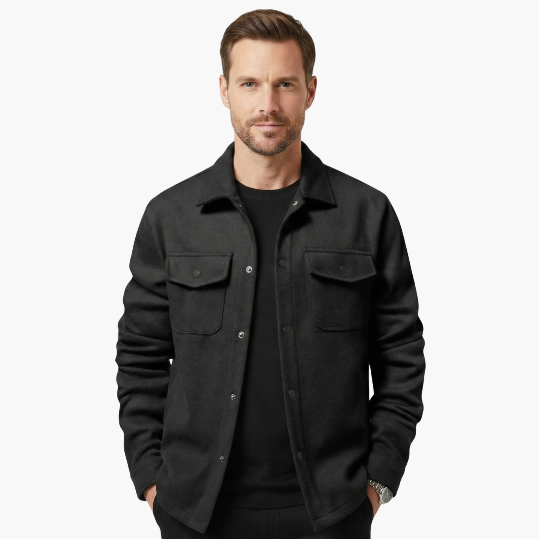 Men's Classic Button-Up Shirt Jacket with Pockets - Stylish and Versatile Layering Piece