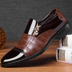 Men's Dress Loafers - Stylish Dual-Texture Loafer Dress Shoes with Side-Zip Design for Formal and Casual Wear