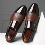 Men's Dress Loafers - Stylish Dual-Texture Loafer Dress Shoes with Side-Zip Design for Formal and Casual Wear
