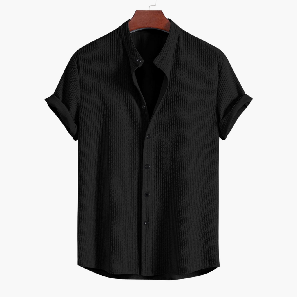 Men's Dress Shirt - Slim Fit Stand Collar, Elegant Casual Style for All Occasions