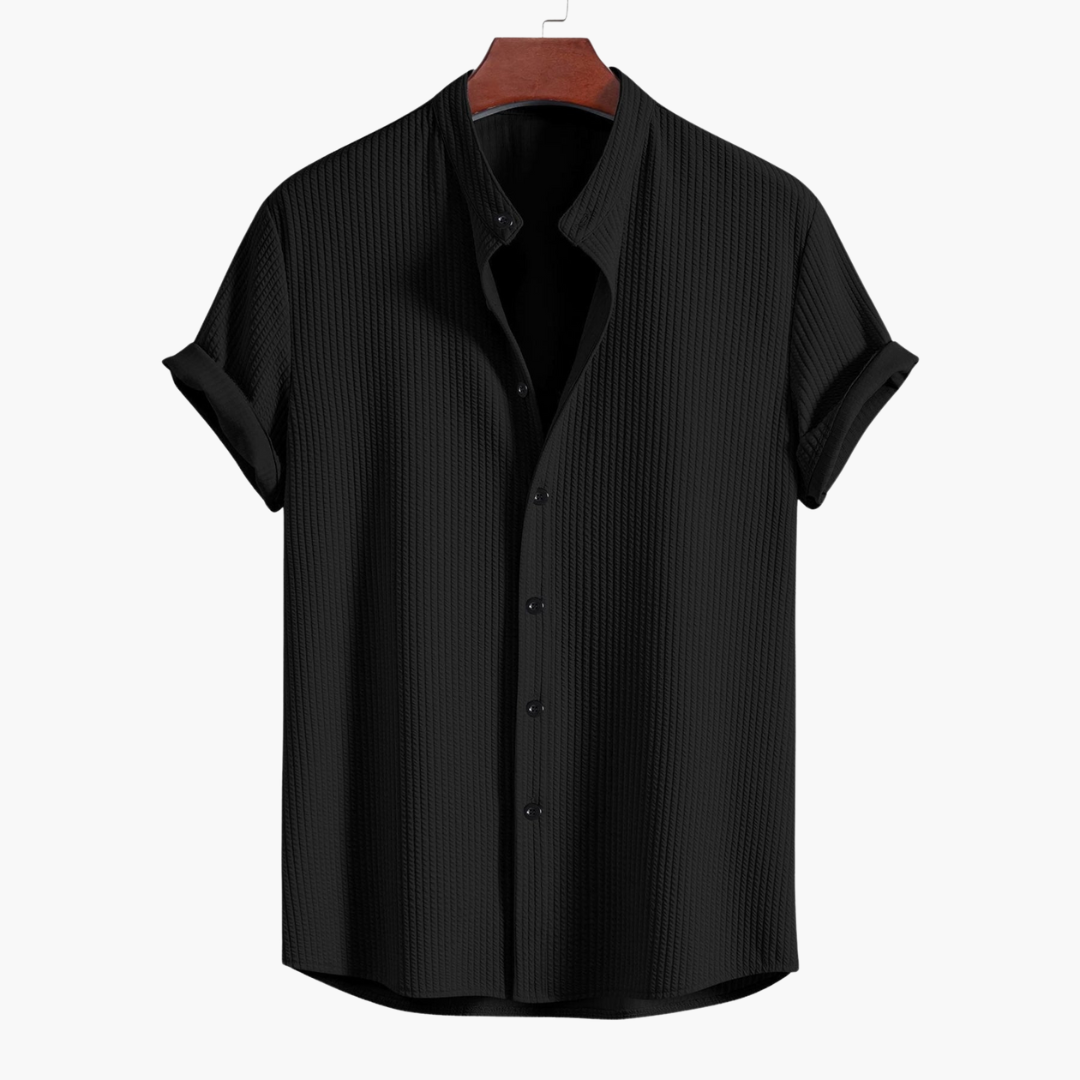 Men's Dress Shirt - Slim Fit Stand Collar, Elegant Casual Style for All Occasions