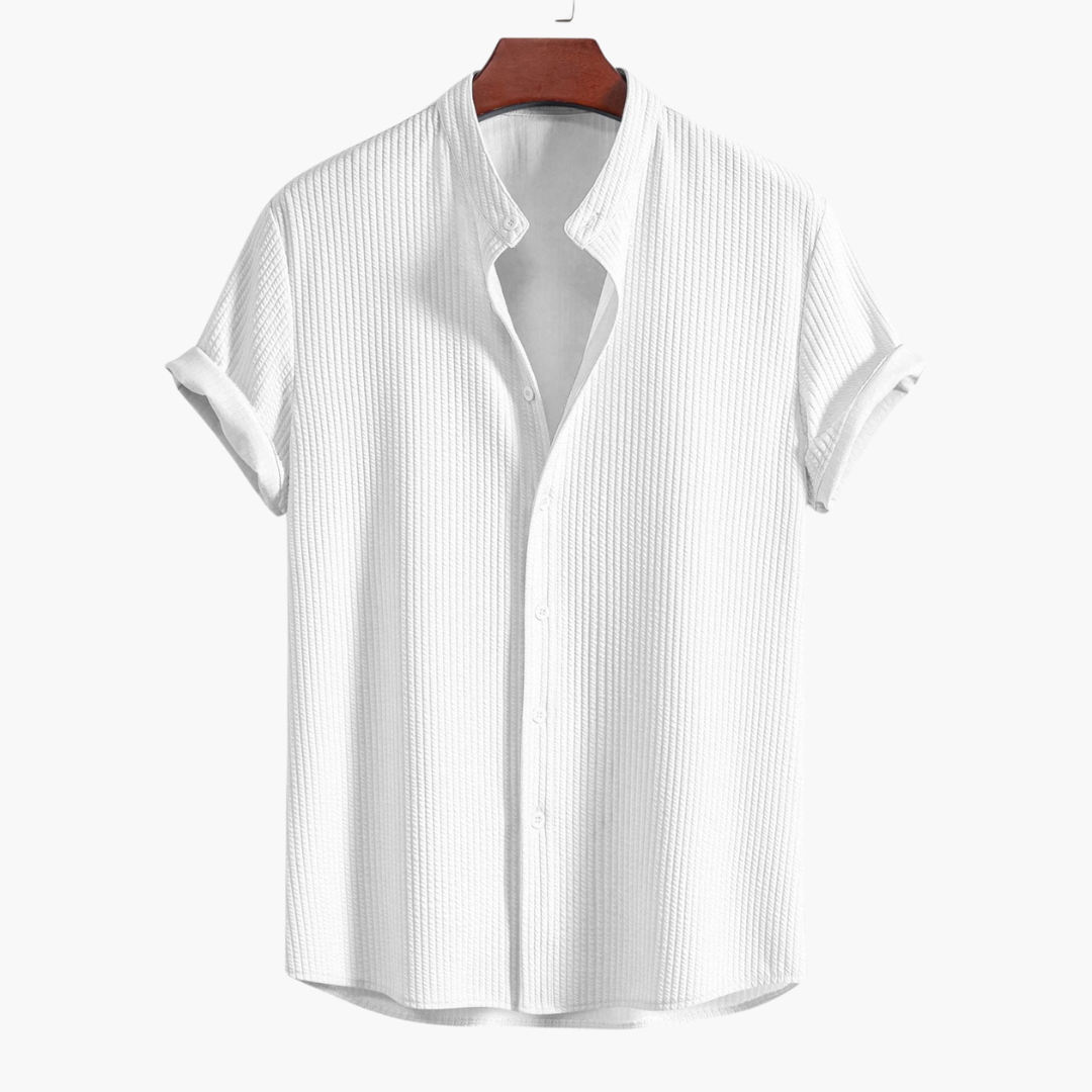 Men's Dress Shirt - Slim Fit Stand Collar, Elegant Casual Style for All Occasions