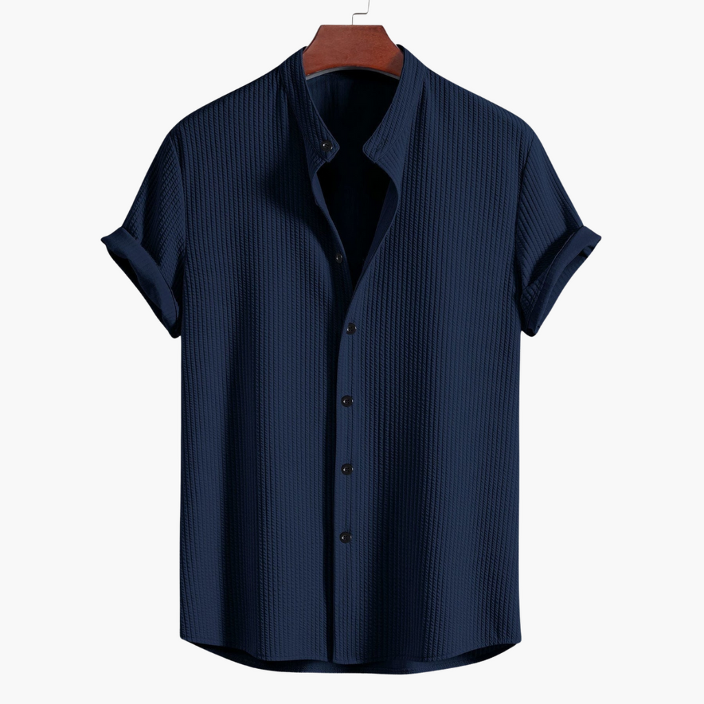 Men's Dress Shirt - Slim Fit Stand Collar, Elegant Casual Style for All Occasions