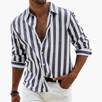 Men's Lightweight Striped Summer Shirt - Casual Button Placket Style for Effortless Warm-Weather Fashion
