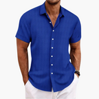 Men's Short Sleeve Striped Button-Up Shirt - Stylish Summer Shirt for Men