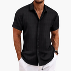 Men's Short Sleeve Striped Button-Up Shirt - Stylish Summer Shirt for Men