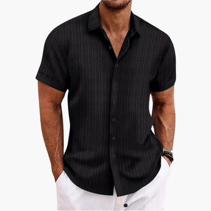 Men's Short Sleeve Striped Button-Up Shirt - Stylish Summer Shirt for Men