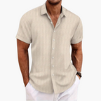 Men's Short Sleeve Striped Button-Up Shirt - Stylish Summer Shirt for Men