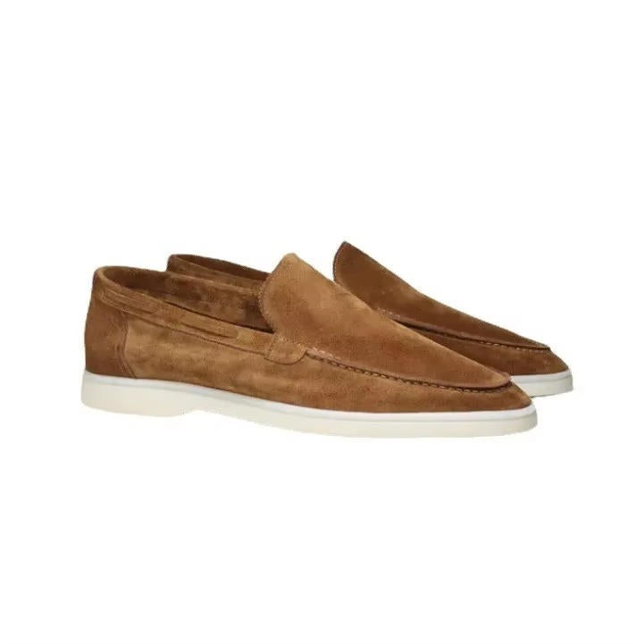 Men's Suede Loafers in Brown - Slip-On Casual and Semi-Formal Footwear for Effortless Style