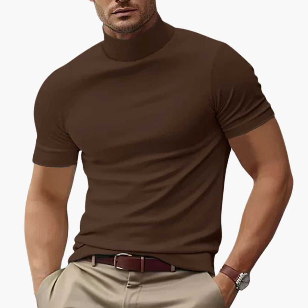 Men's T-Shirt - Casual Short Sleeve Turtleneck for Stylish Summer Outfits