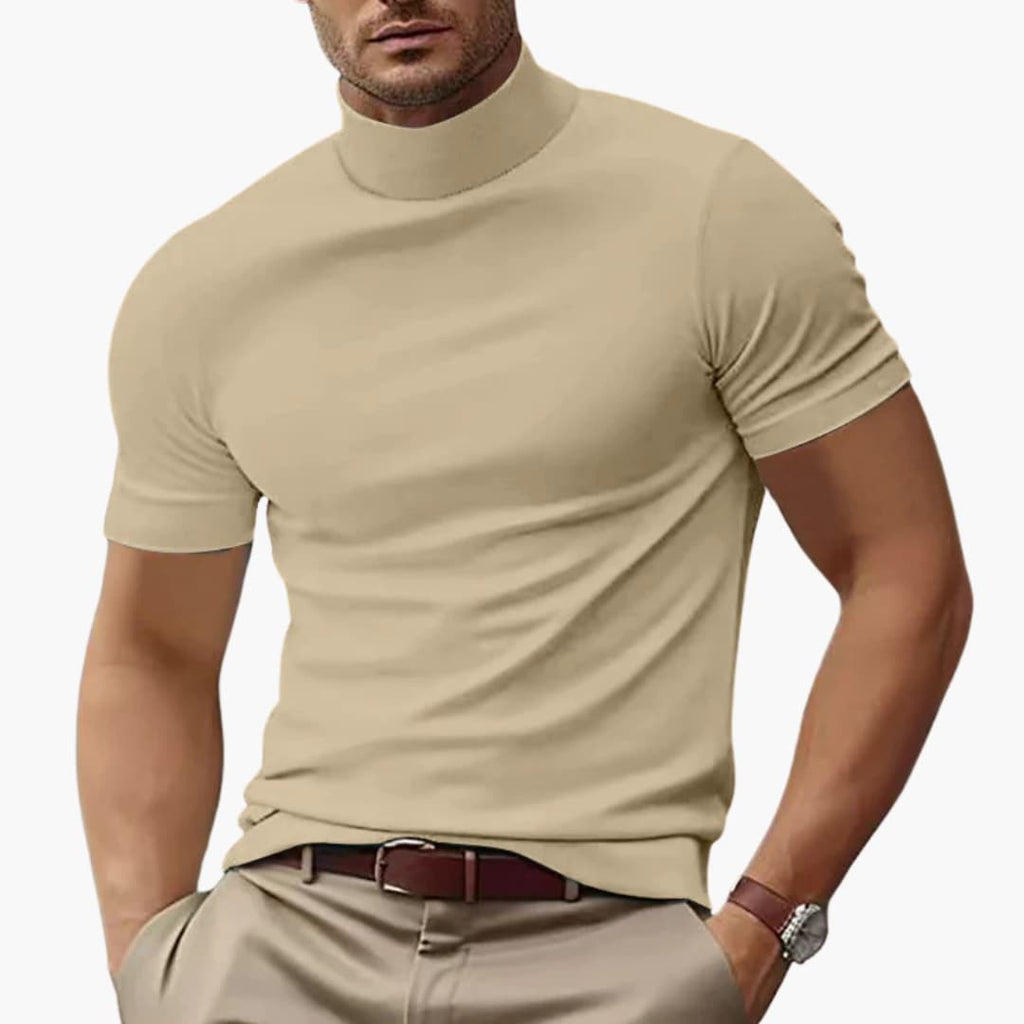 Men's T-Shirt - Casual Short Sleeve Turtleneck for Stylish Summer Outfits