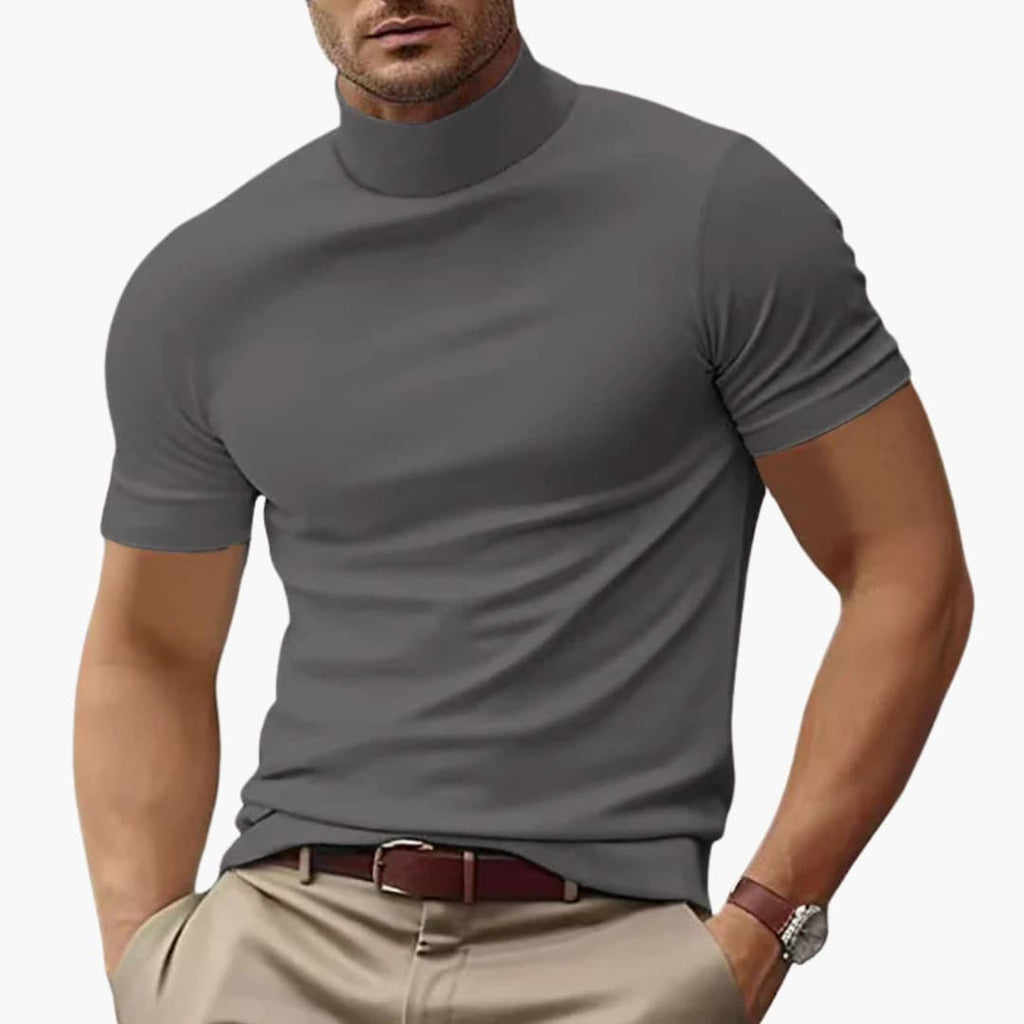 Men's T-Shirt - Casual Short Sleeve Turtleneck for Stylish Summer Outfits