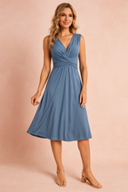 Summer Mini Dress with V-Neckline for Women - Elegant Casual Style