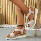 Women Sandals - Textured Strap Espadrille Sandals for Casual Summer Footwear