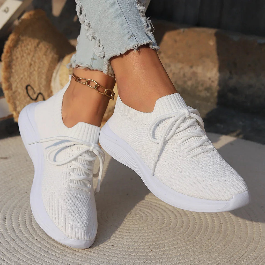 Women's Casual Knit Sneakers - Lightweight Slip-On Shoes for Everyday Comfort