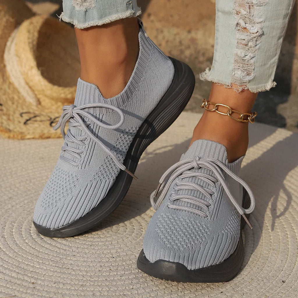 Women's Casual Knit Sneakers - Lightweight Slip-On Shoes for Everyday Comfort