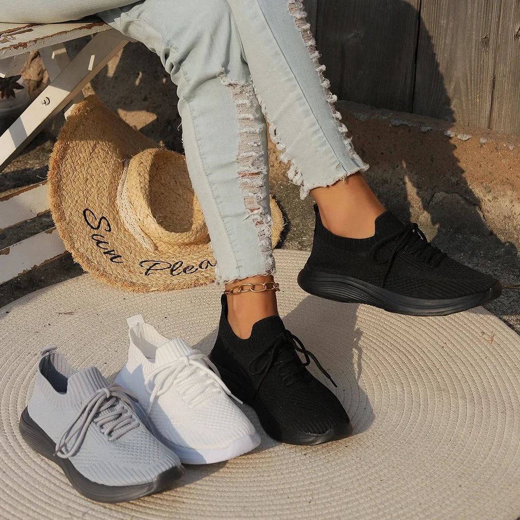 Women's Casual Knit Sneakers - Lightweight Slip-On Shoes for Everyday Comfort