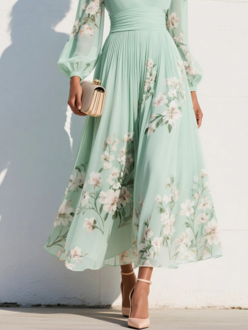 ELYRIA™ – FLORAL CHIFFON MIDI DRESS
