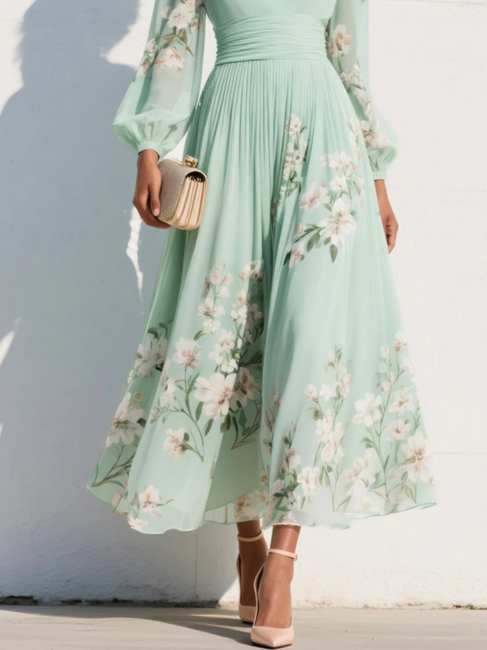 ELYRIA™ – FLORAL CHIFFON MIDI DRESS