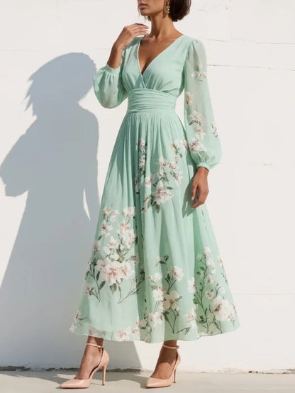 ELYRIA™ – FLORAL CHIFFON MIDI DRESS