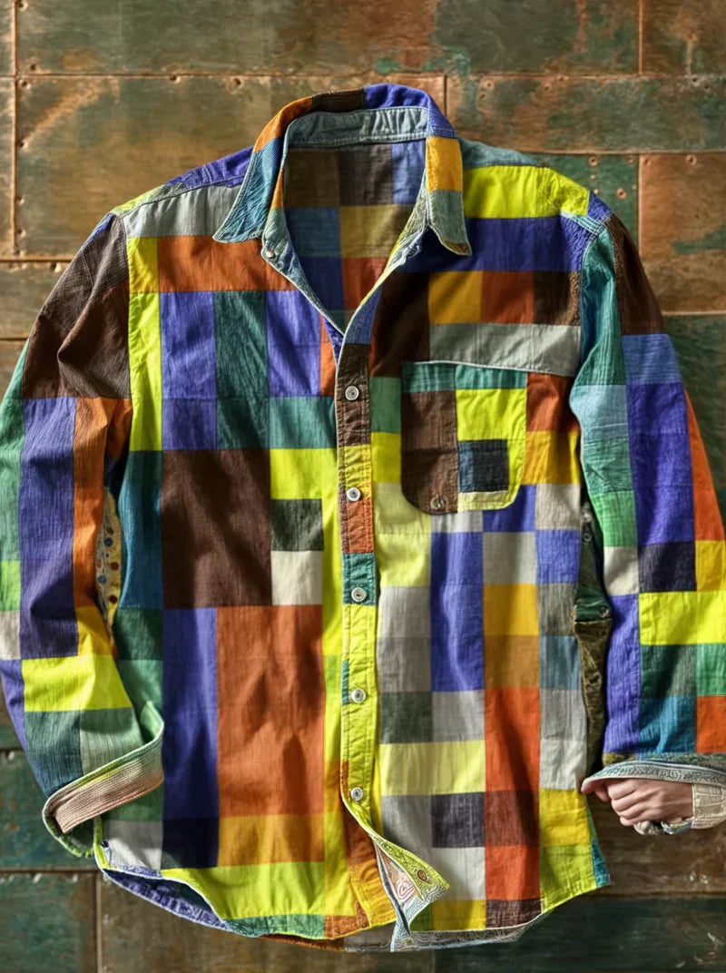 AURENZO™ – PATCHWORK STATEMENT SHIRT