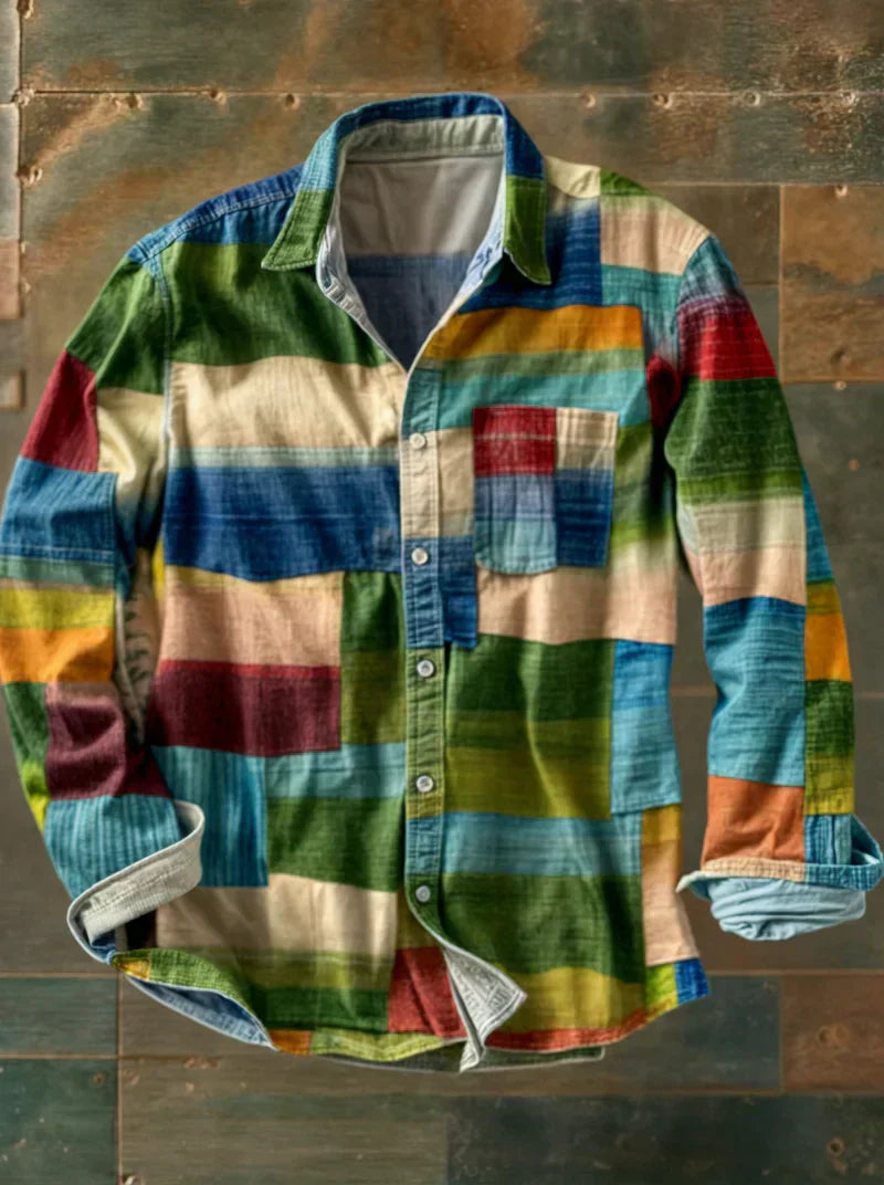 AURENZO™ – PATCHWORK STATEMENT SHIRT