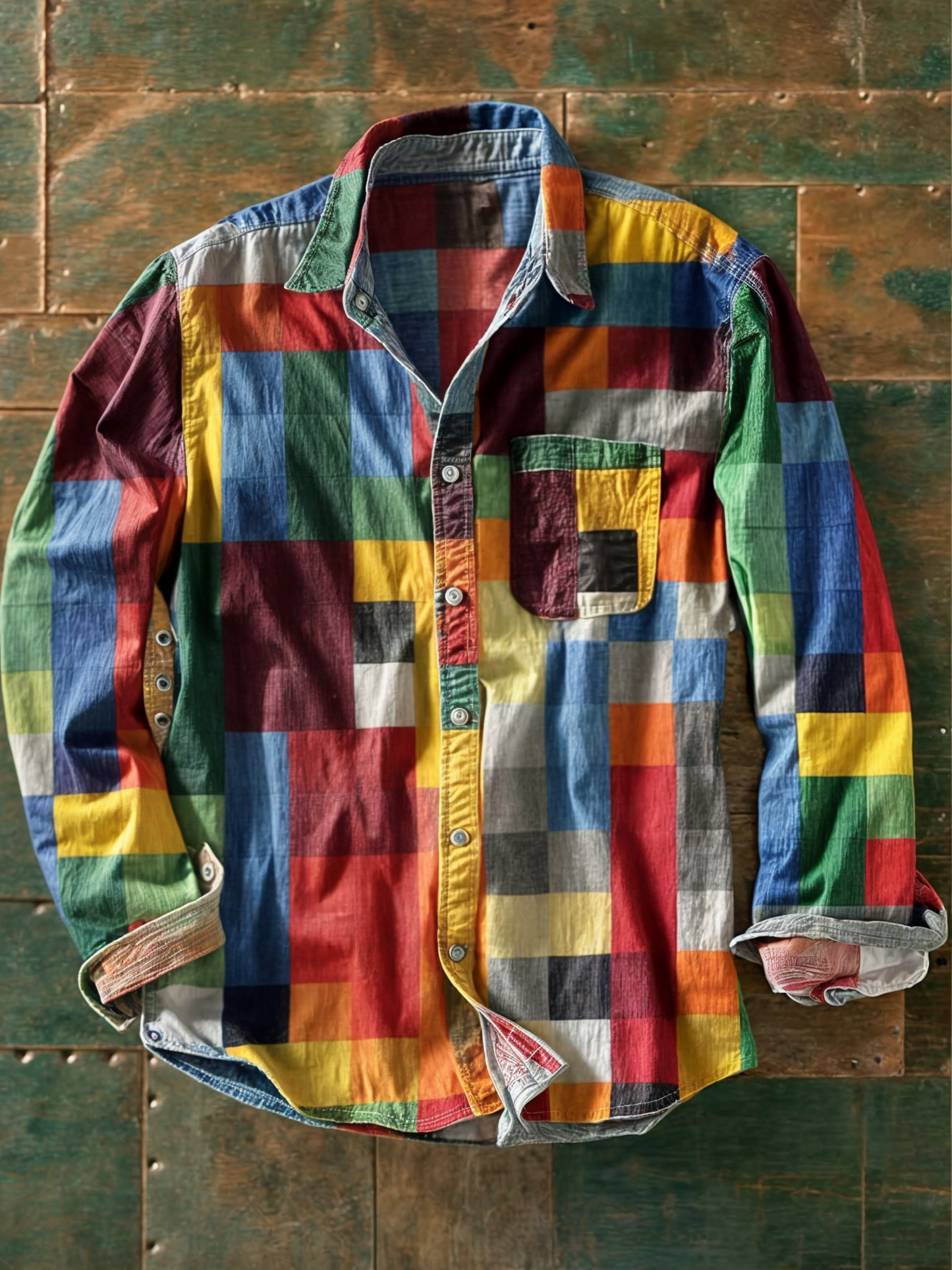AURENZO™ – PATCHWORK STATEMENT SHIRT