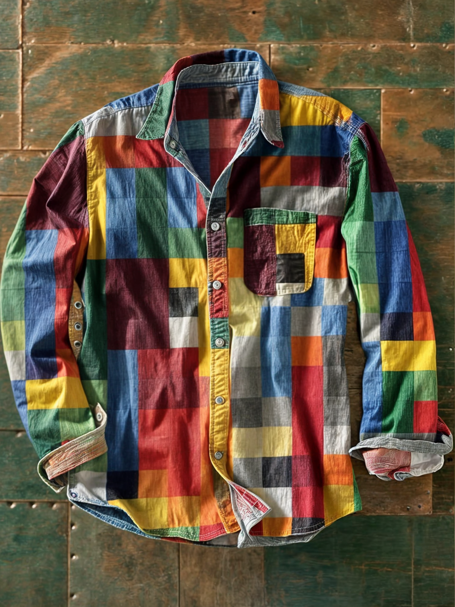 AURENZO™ – PATCHWORK STATEMENT SHIRT